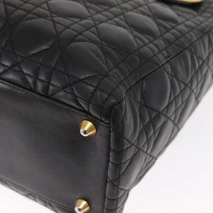 Christian Dior Lady Dior Bag Leather, BLACK, LEATHER, Handbag