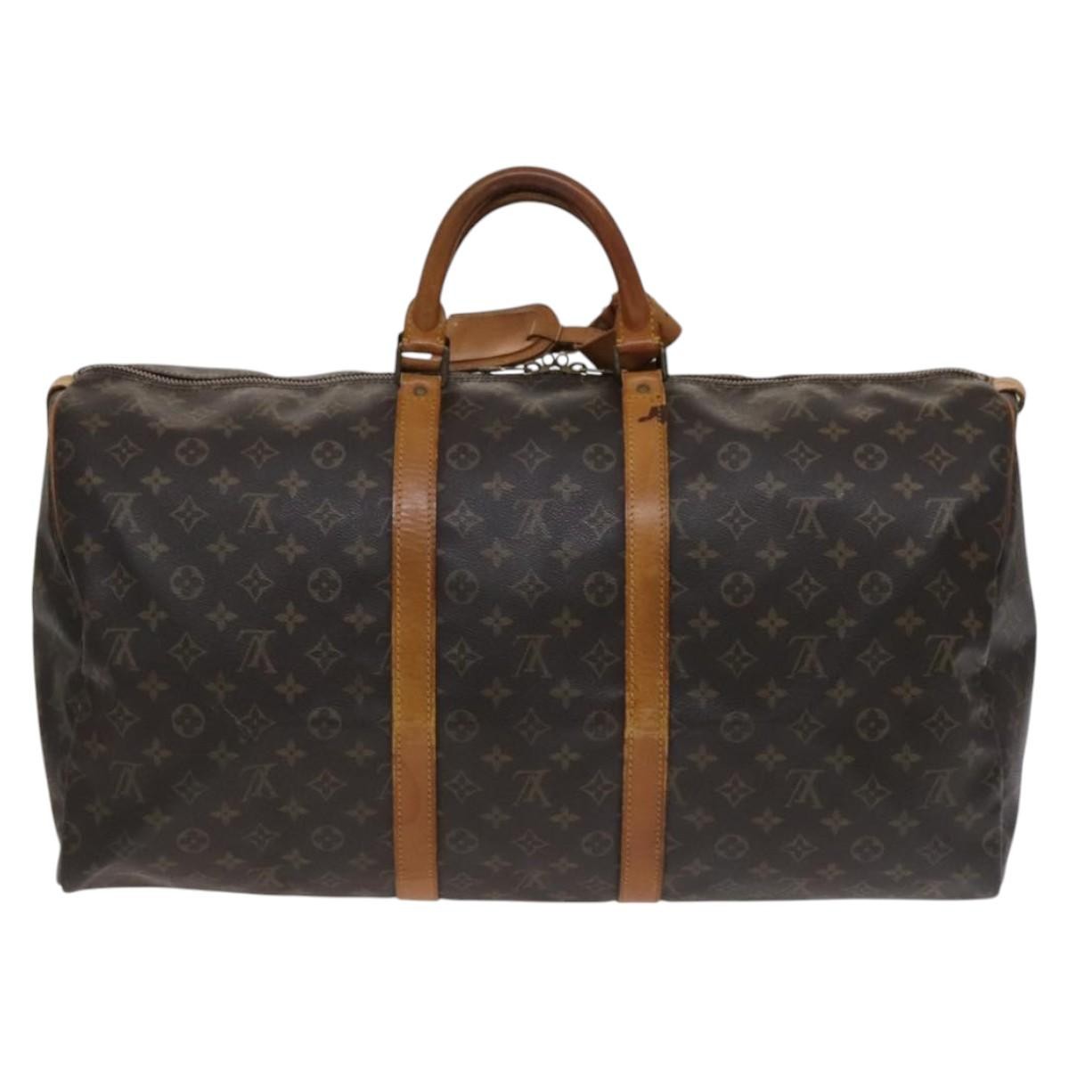 Louis Vuitton Keepall Bag Monogram Canvas, BROWN, CANVAS, Travel bag
