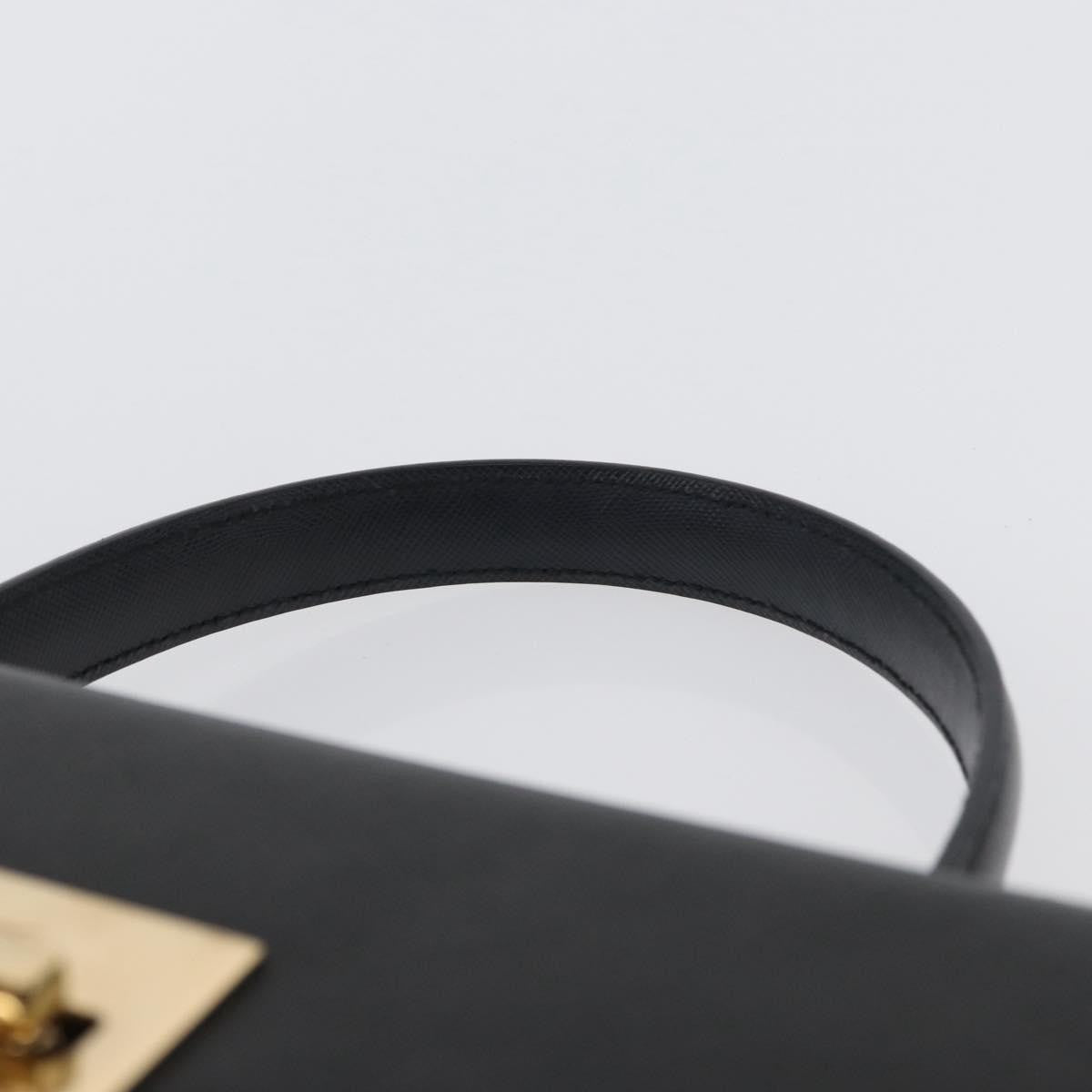 Salvatore Ferragamo Gancini handbag Leather, BLACK, LEATHER, Handbag