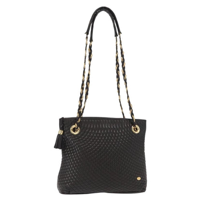 Bally Vintage Chain Shoulder Bag Quilted Leather, Black, Leather, Shoulder Bag