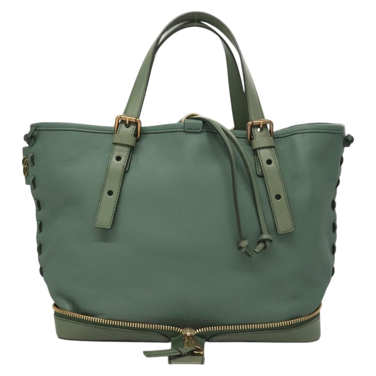 Chloe Ellen Moyen Tote Leather, GREEN, LEATHER, Tote bag