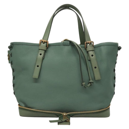 Chloe Ellen Moyen Tote Leather, GREEN, LEATHER, Tote bag