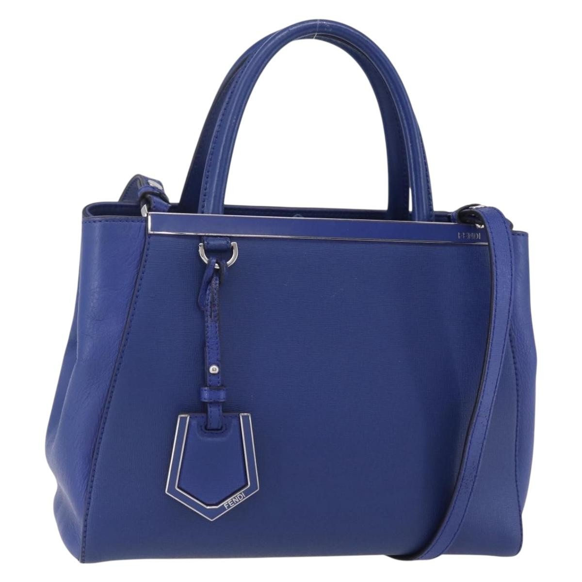 Fendi 2Jours Bag Leather, BLUE, LEATHER, Handbag