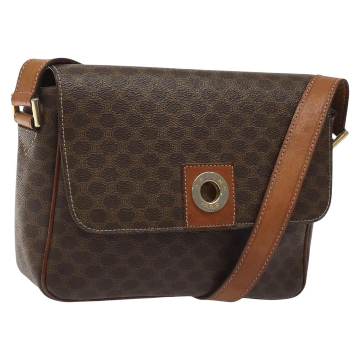 Celine Vintage Macadam Shoulder Bag Canvas, BROWN, CANVAS, Shoulder bag