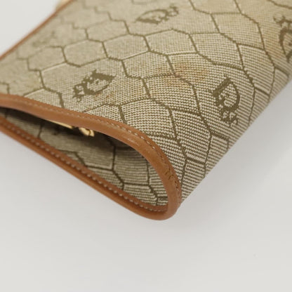 Christian Dior Vintage Honeycomb Zip Pouch Coated Canvas, BEIGE, PVC, Clutche & pouche