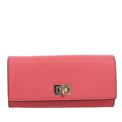 Fendi Peekaboo Wallet Leather, PINK, LEATHER, Wallets
