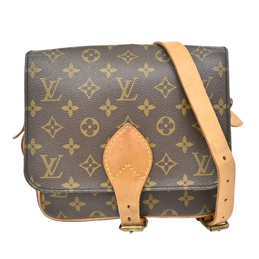 Louis Vuitton Cartouchiere Handbag Monogram Canvas, BROWN, LEATHER, Crossbody bag