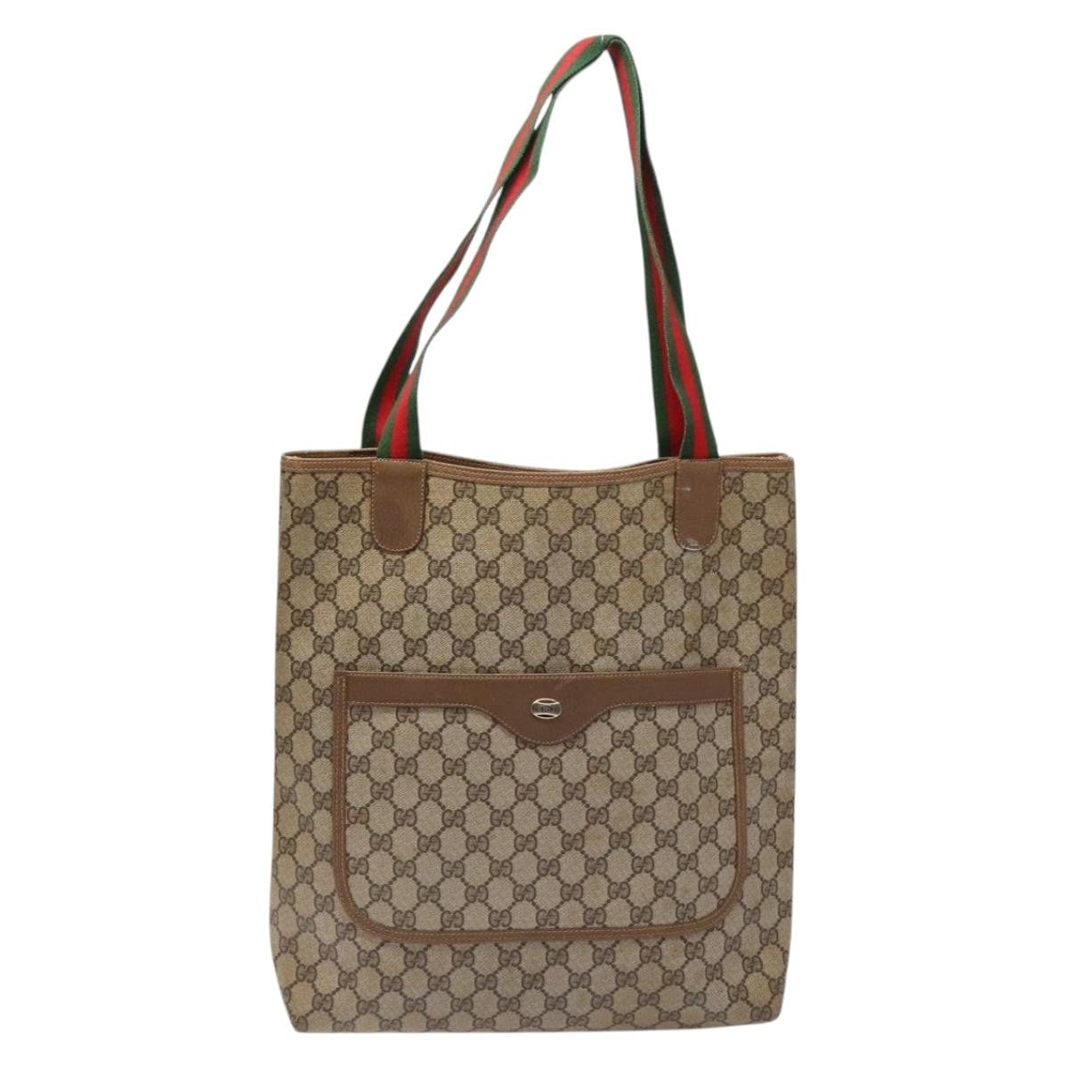 Gucci Ophidia Front Pocket Shopper Tote GG Coated Canvas, Beige, Canvas, Tote Bag
