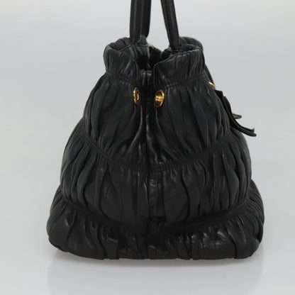 Prada Gaufre Ribbon handbag Leather, BLACK, LEATHER, Tote bag