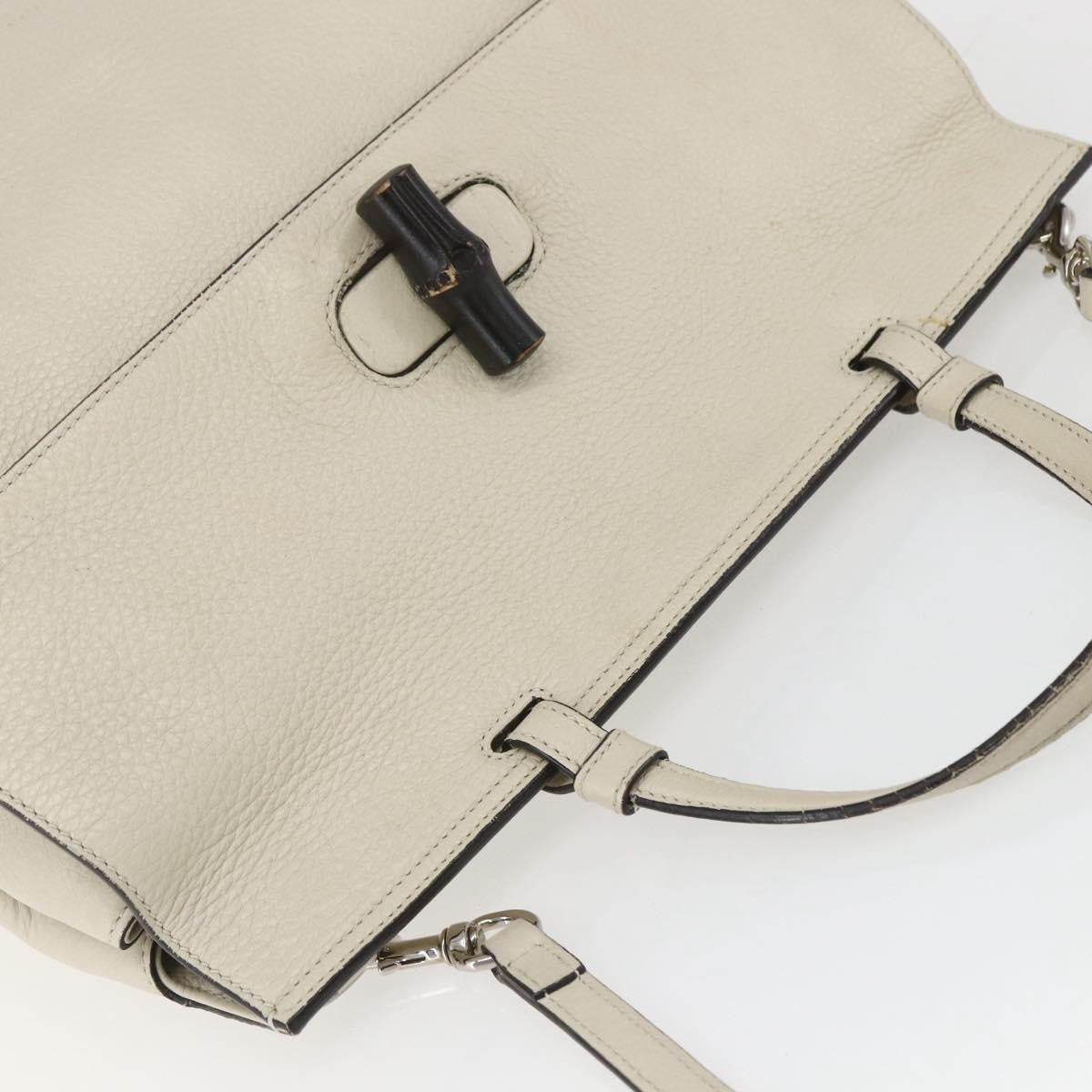 Gucci Bamboo Daily Top Handle Bag Leather, WHITE, LEATHER, Handbag