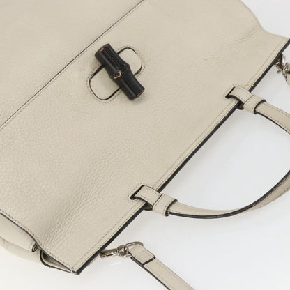 Gucci Bamboo Daily Top Handle Bag Leather, WHITE, LEATHER, Handbag