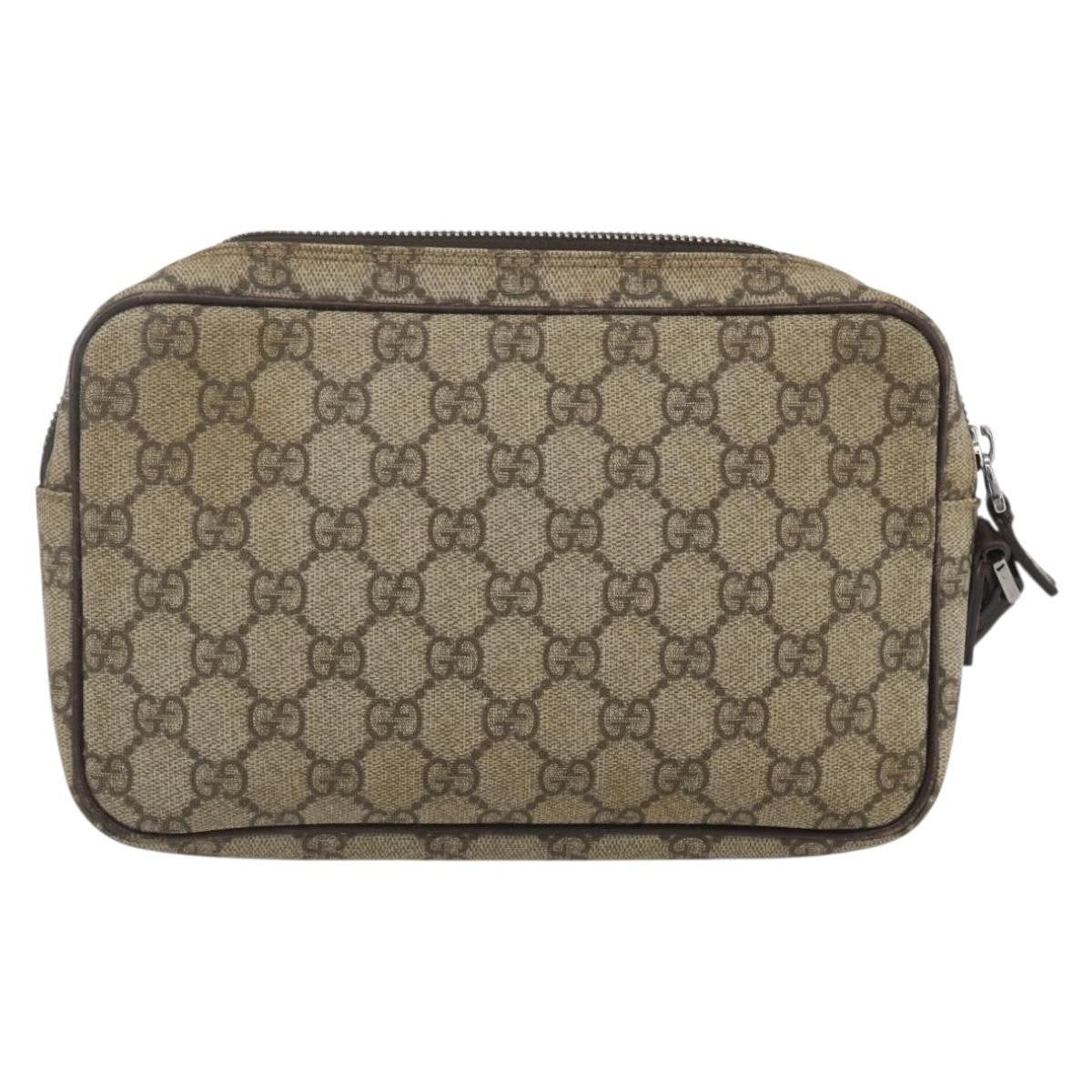 Gucci Wristlet Clutch GG Coated Canvas, BEIGE, CANVAS, Clutche & pouche