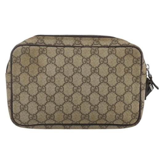 Gucci Wristlet Clutch GG Coated Canvas, BEIGE, CANVAS, Clutche & pouche