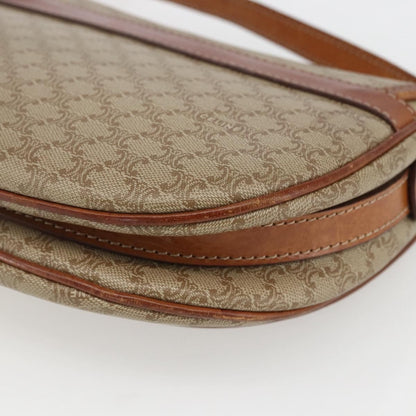 Celine Vintage Macadam Circle Logo Shoulder Bag Canvas and Leather, BEIGE, CANVAS, Shoulder bag