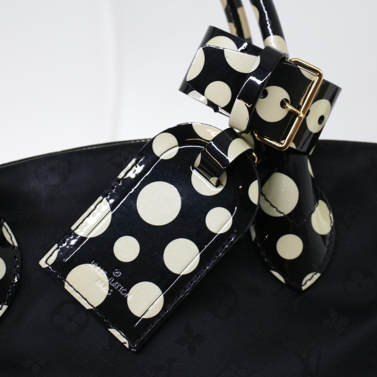 Louis Vuitton Desire Lockit Bag Kusama Infinity Dots Monogram Nylon, BLACK, NYLON, Handbag
