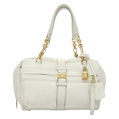 Loewe Chain Roller Handbag Leather, WHITE, LEATHER, Shoulder bag