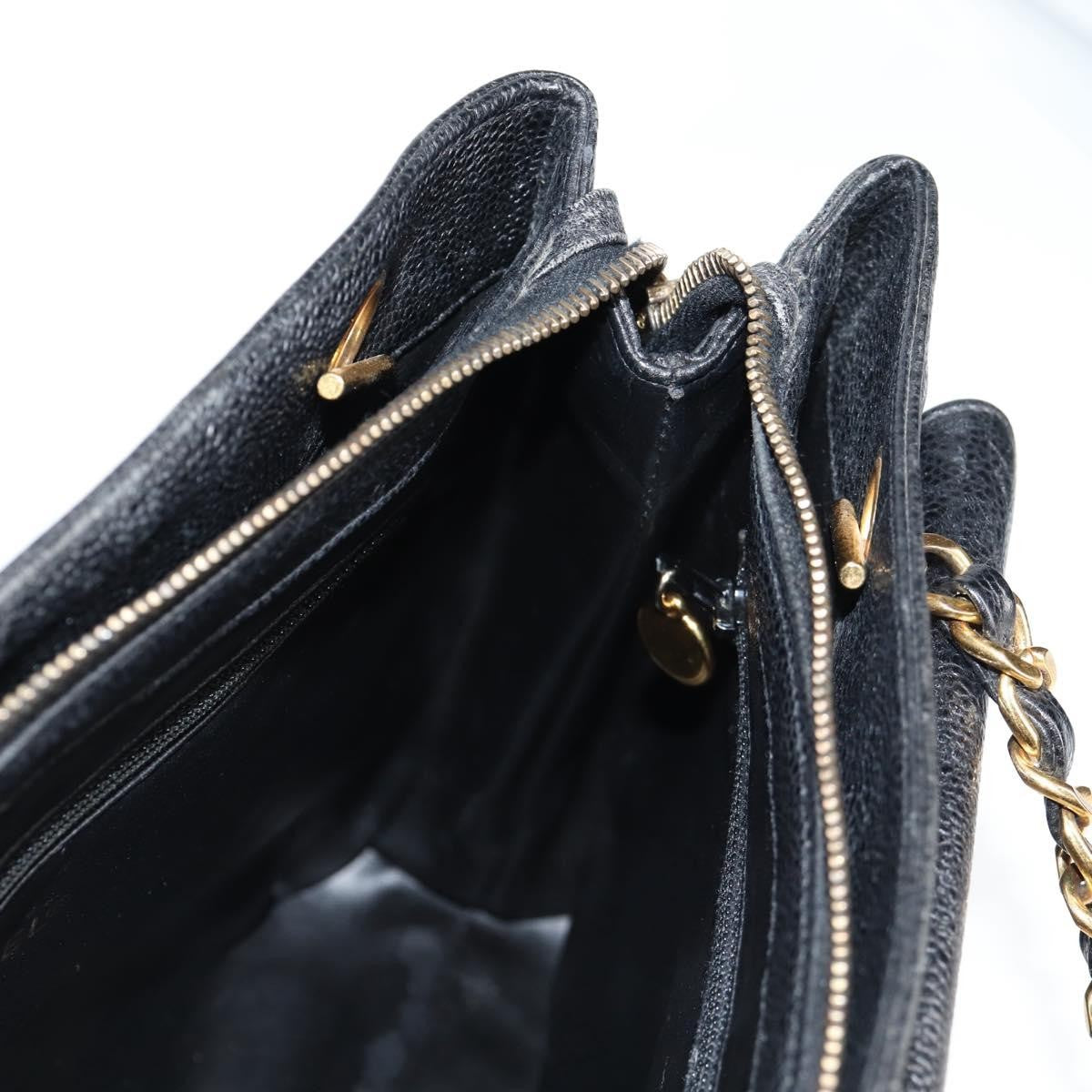 Chanel Vintage Front Pocket Camera Shoulder Bag Quilted Caviar, BLACK, LEATHER, Shoulder bag