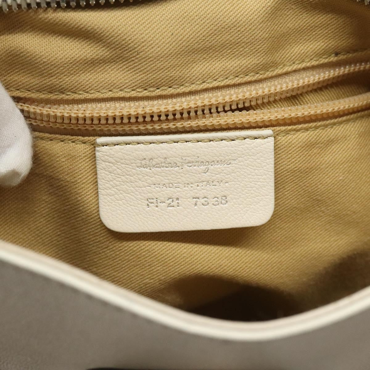 Salvatore Ferragamo Gancini Shoulder Bag Leather, WHITE, LEATHER, Shoulder bag