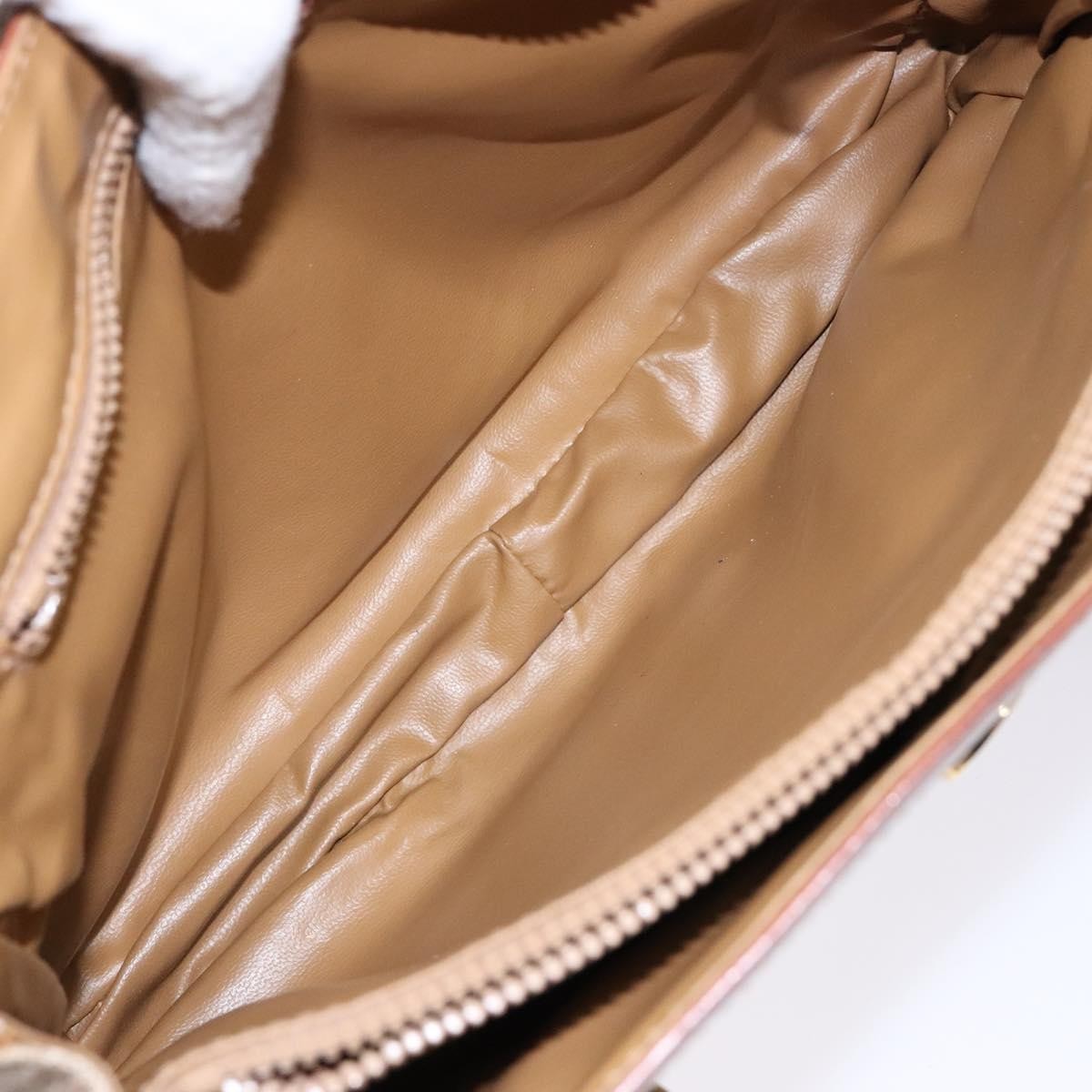 Celine Vintage Macadam Shoulder Bag Canvas and Leather, BEIGE, CANVAS, Shoulder bag