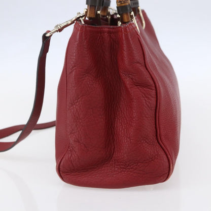 Gucci Bamboo Shopper Tote Leather, RED, LEATHER, Tote bag