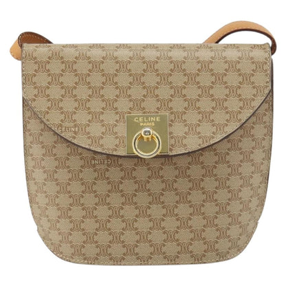 Celine Vintage Macadam Shoulder Bag Canvas, BEIGE, CANVAS, Shoulder bag