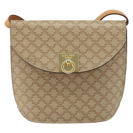 Celine Vintage Macadam Shoulder Bag Canvas, BEIGE, CANVAS, Shoulder bag