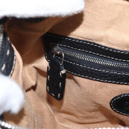 Fendi Vintage Selleria Zip Messenger Bag Leather, BLACK, LEATHER, Shoulder bag