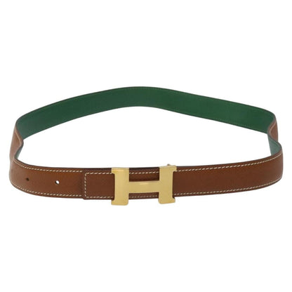 Hermes Constance Belt Leather, BROWN, LEATHER, Belts