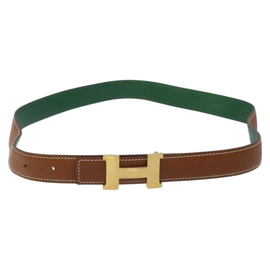 Hermes Constance Belt Leather, BROWN, LEATHER, Belts