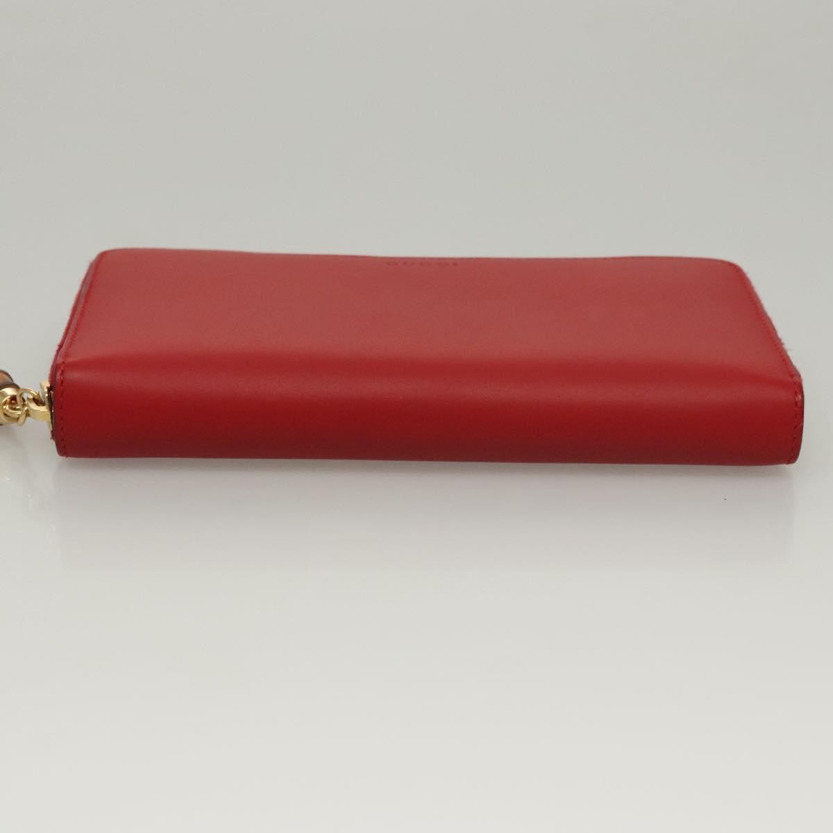 Gucci Bamboo Tassel Zip Organizer Wallet Leather, RED, LEATHER, Wallets
