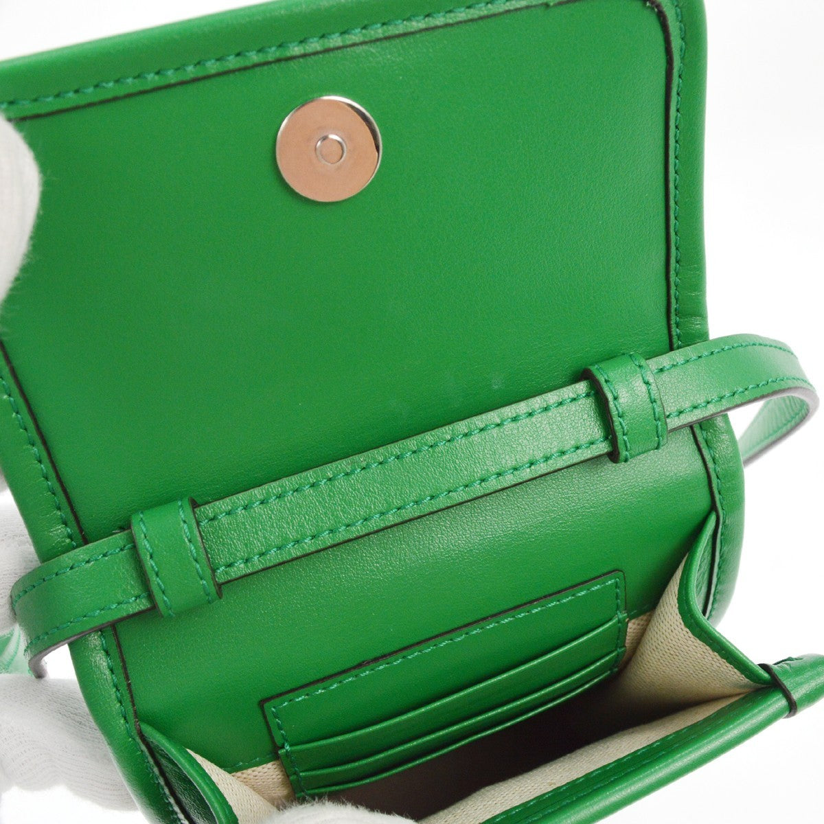 Gucci Flap Crossbody Bag GG Embossed Perforated Leather, GREEN, LEATHER, Clutche & pouche