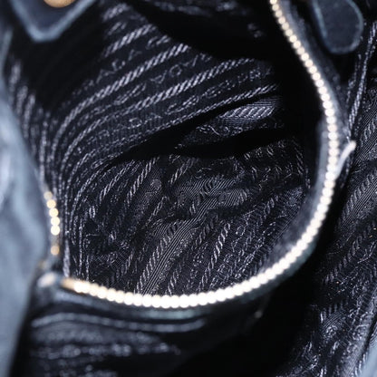 Prada Bow Tie Pleated Tote Leather, BLACK, LEATHER, Handbag