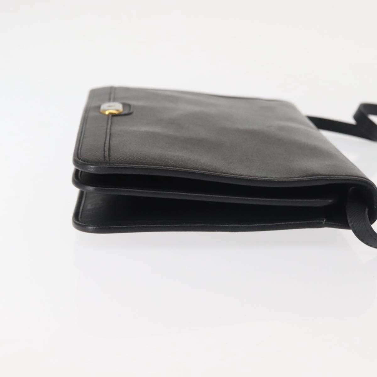 Christian Dior Vintage Full Flap Bag Leather, BLACK, LEATHER, Shoulder bag