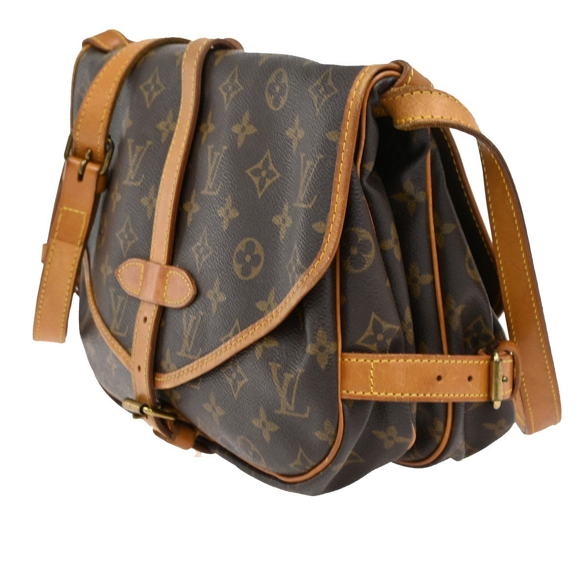 Louis Vuitton Saumur Handbag Monogram Canvas, BROWN, CANVAS, Shoulder bag