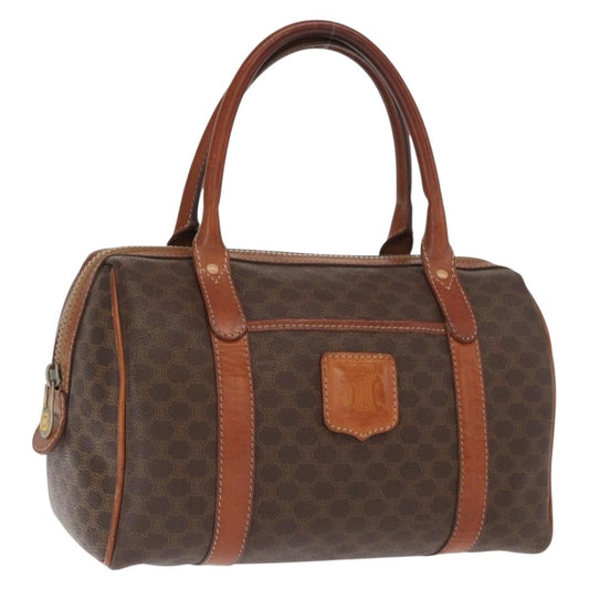 Celine Macadam Handbag Macadam with leather, BROWN, CANVAS, Handbag