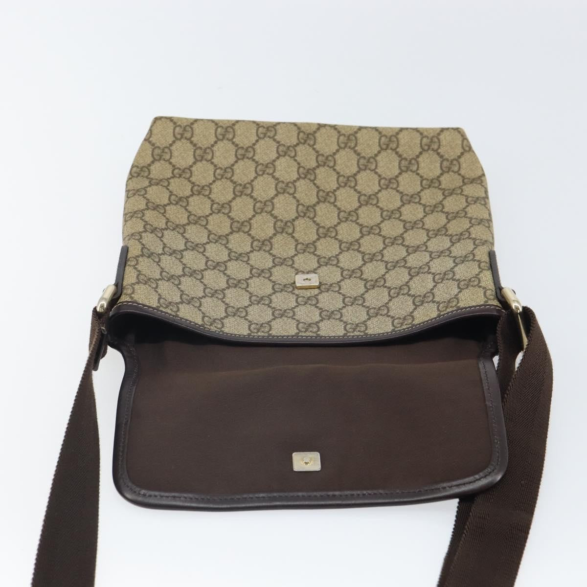 Gucci Flap Messenger GG Coated Canvas, BEIGE, PVC, Shoulder bag