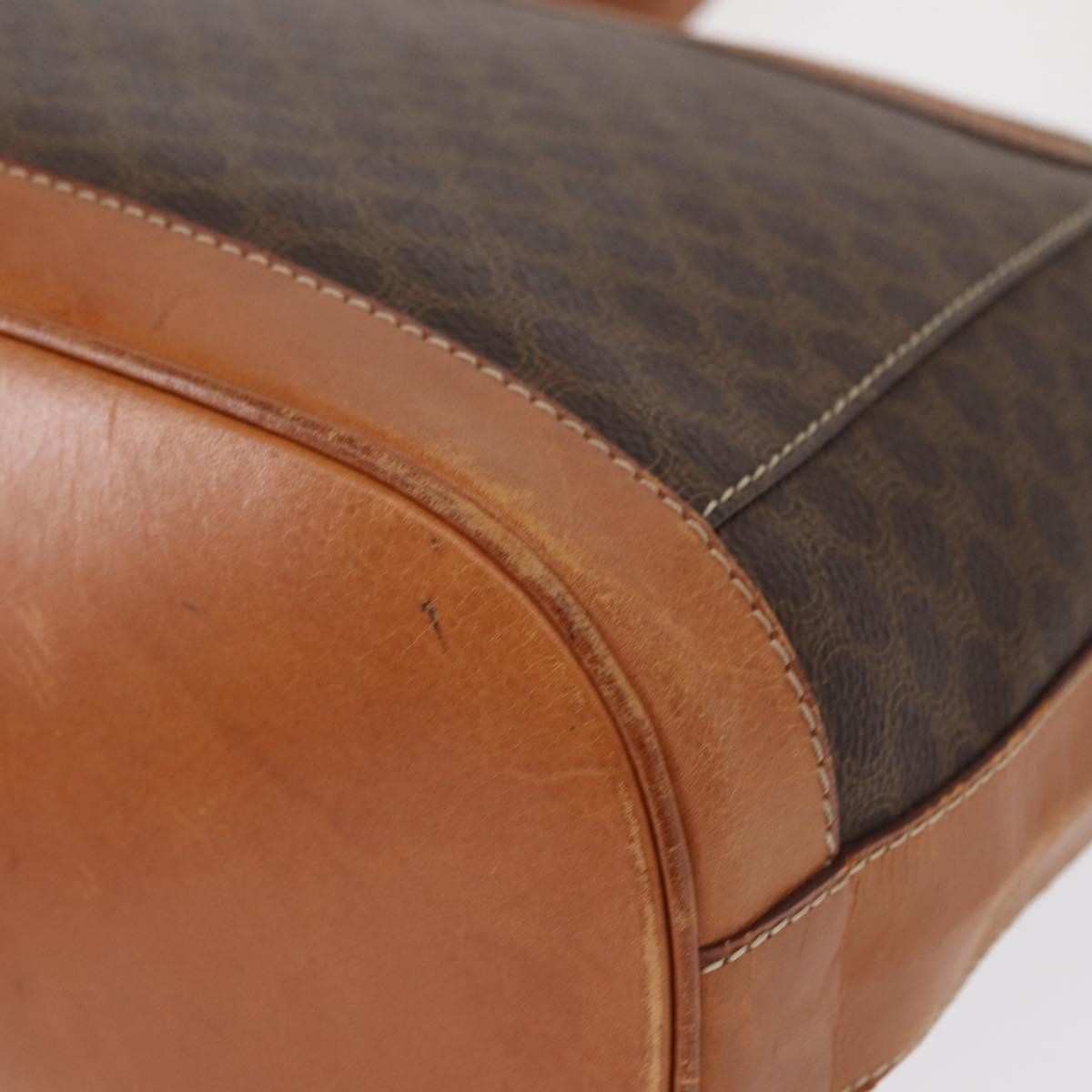 Celine Vintage Macadam Shoulder Bag Canvas and Leather, BROWN, CANVAS, Shoulder bag