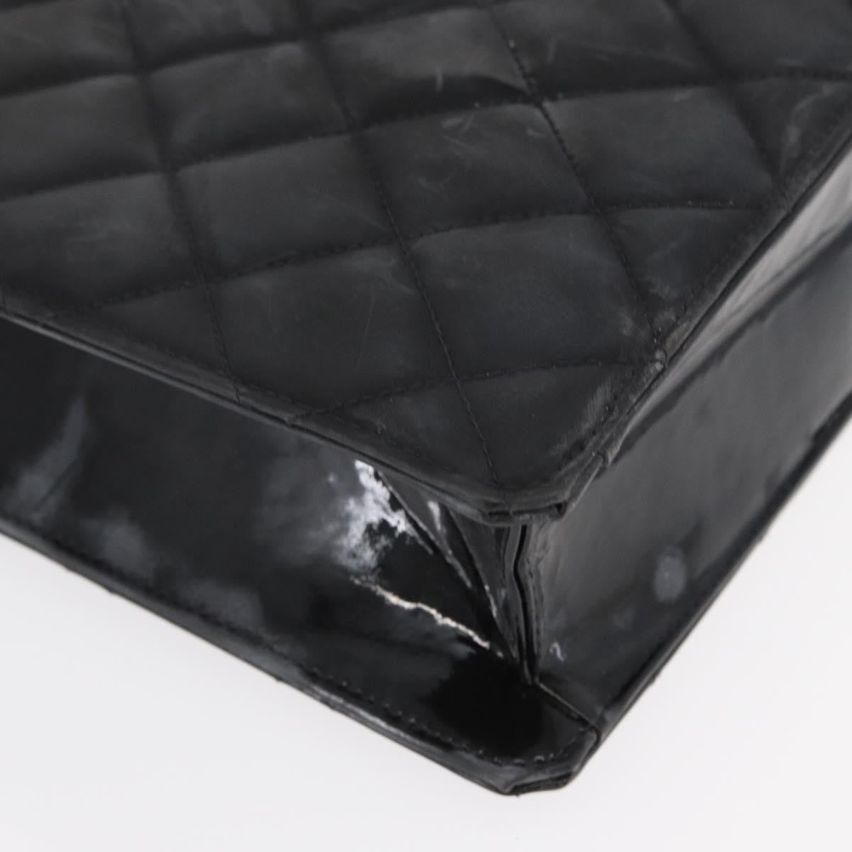 Chanel Chocolate bar tote Leather, BLACK, PATENT_LEATHER, Handbag