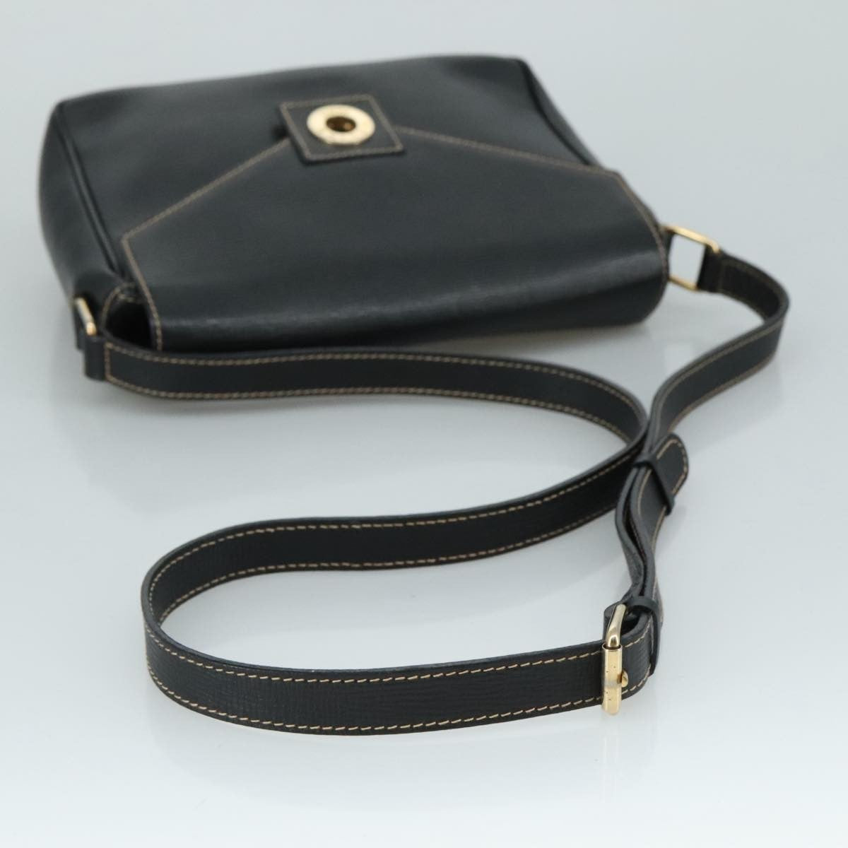 Celine Circle logo Leather, BLACK, LEATHER, Shoulder bag