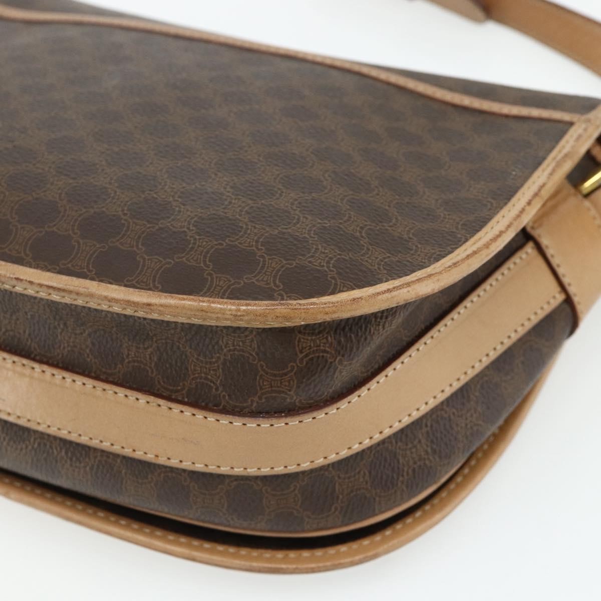 Celine Vintage Macadam Shoulder Bag Canvas and Leather, Brown, Canvas, Shoulder Bag