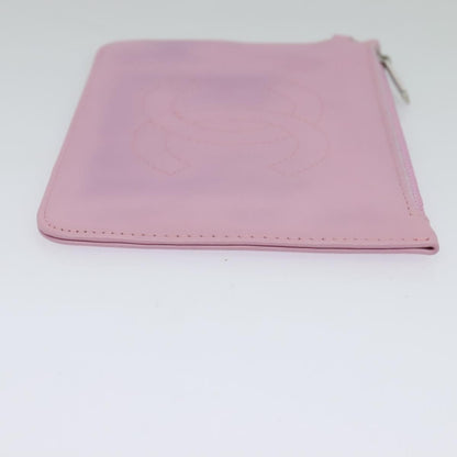 Chanel CC Zip Clutch Leather, Pink, Leather, Clutch