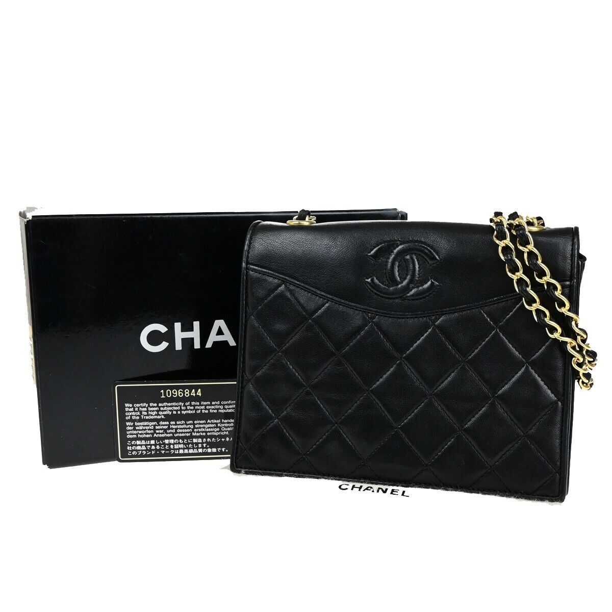 Chanel Vintage CC Chain Full Flap Bag Quilted Leather, BLACK, LEATHER, Shoulder bag