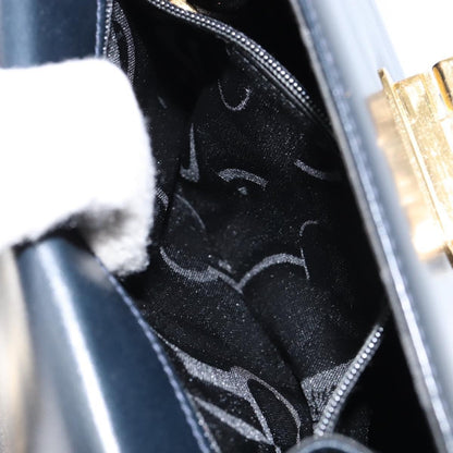 Salvatore Ferragamo Gancini Shoulder Bag Leather, NAVY, LEATHER, Shoulder bag