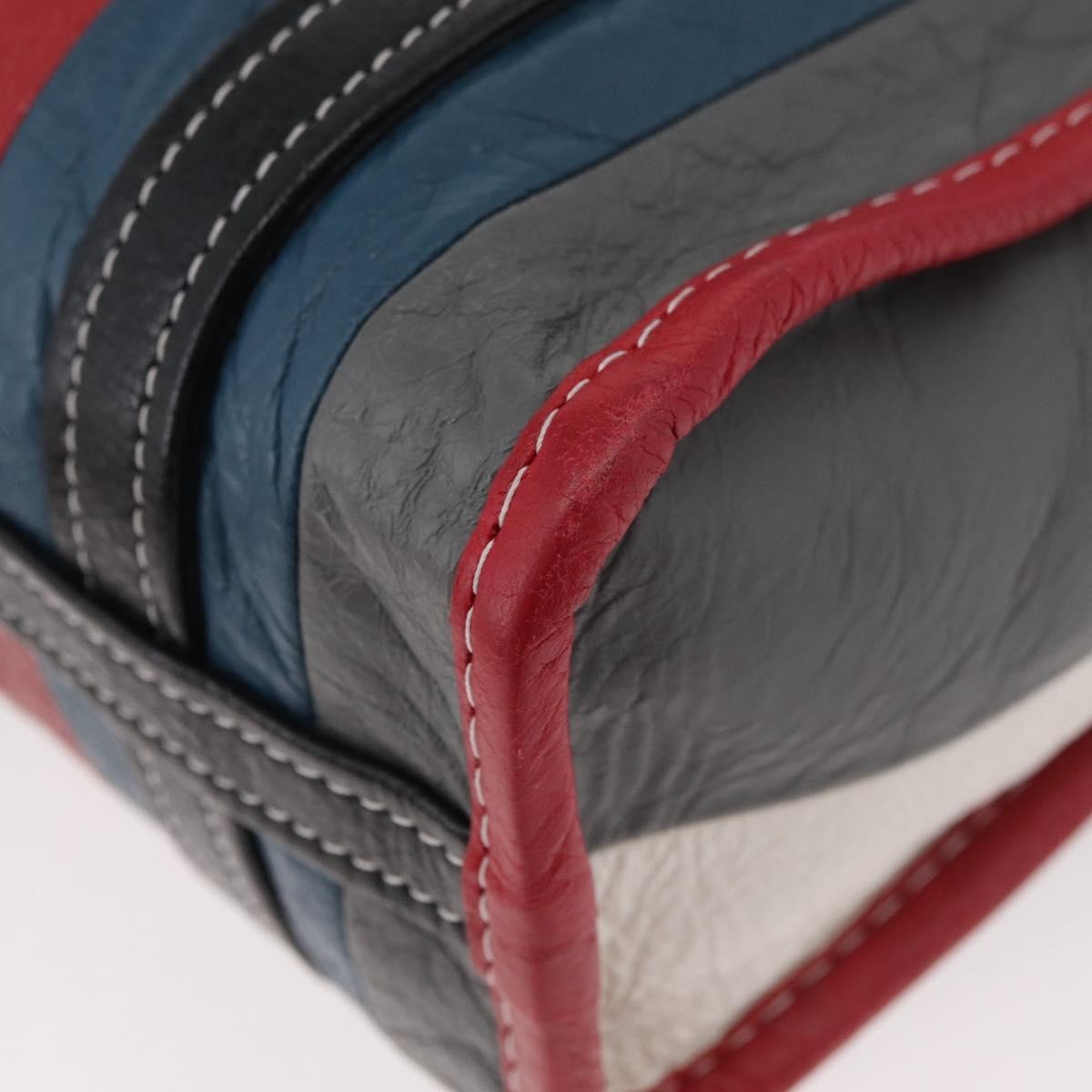 Balenciaga Bazar Convertible Tote Striped Leather, Multicolour, Leather, Handbag