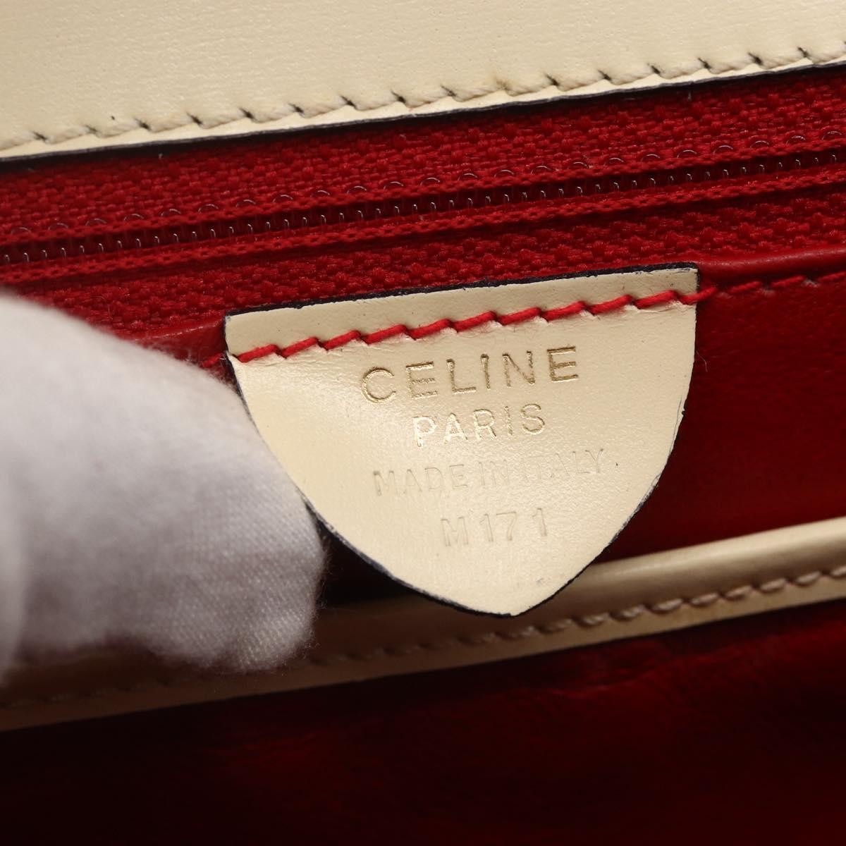 Celine Vintage Logo Top Handle Bag Leather, WHITE, LEATHER, Handbag