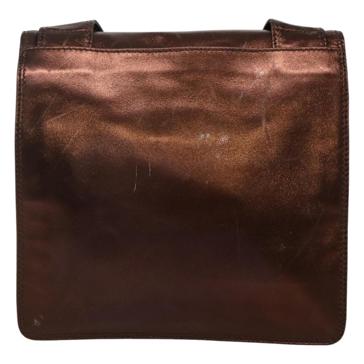 Chanel Vintage Logo Flap Messenger Bag Leather, BROWN, LEATHER, Shoulder bag