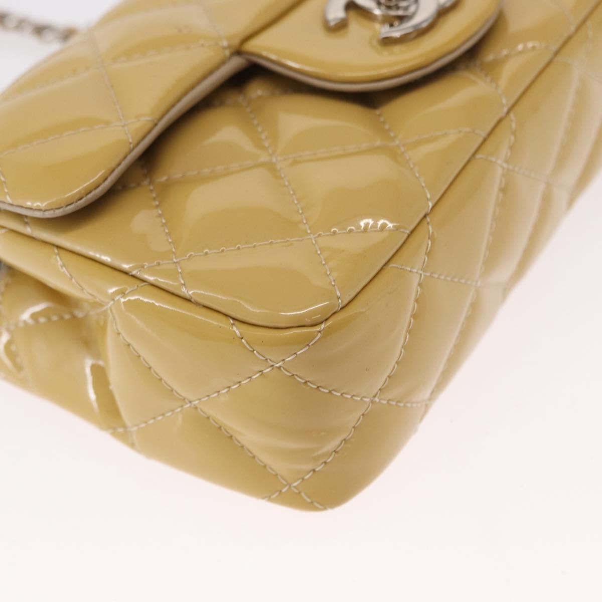 Chanel Vintage Classic Single Flap Bag Quilted Patent, YELLOW, PATENT_LEATHER, Shoulder bag