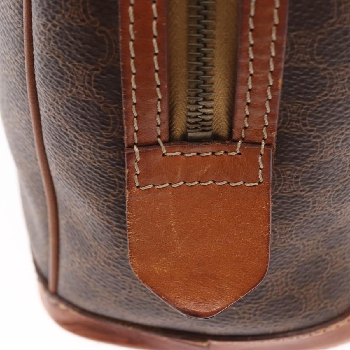 Celine Vintage Macadam Handbag Canvas and Leather, BROWN, CANVAS, Handbag