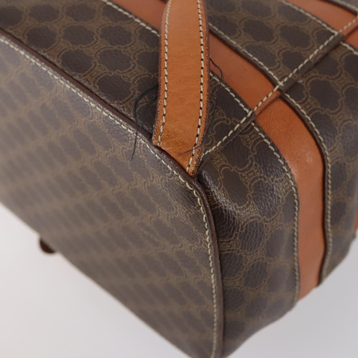 Celine Vintage Macadam Backpack Canvas and Leather, BROWN, CANVAS, Backpack