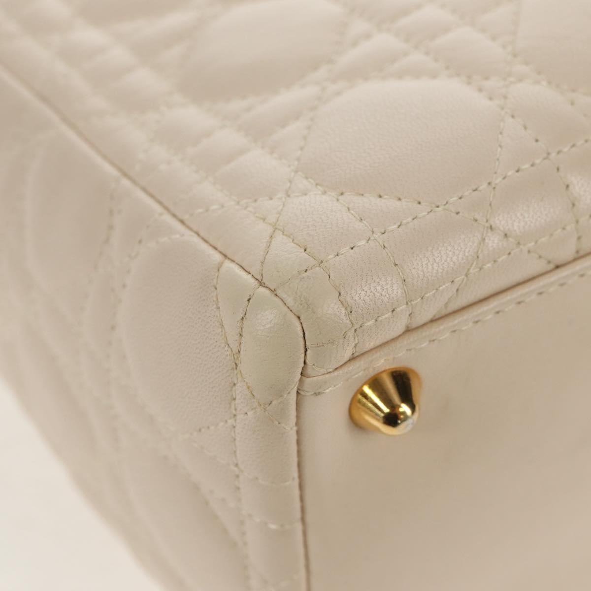 Christian Dior Vintage Lady Dior Bag Cannage, WHITE, LEATHER, Handbag